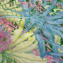 将图像加载到图库查看器中，HERMES Petit H Furoshiki Fauve Le Tropical Blue/Vert/JauneSoufre Silk100% Size PM
