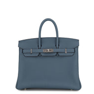 HERMES Birkin Blue Tempete Togo Leather Size 25