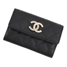 将图像加载到图库查看器中，CHANEL Matelasse Card Case CC Logo BlackAP4178-B17697-94305 Caviar Leather/Rhinestone

