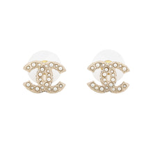 将图像加载到图库查看器中，CHANEL CC Logo Earrings GoldA64766-B06258-ND321 Metal Faux Pearl Rhinestone
