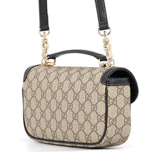 Load image into Gallery viewer, GUCCI Horsebit1955 Soft Small Top Handle Bag Beige/Black815206 GG Supreme Leather

