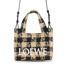 Load image into Gallery viewer, LOEWE font tote Natural/BlackALF1V46X10 Raffia Leather Size Mini
