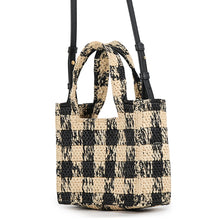 Load image into Gallery viewer, LOEWE font tote Natural/BlackALF1V46X10 Raffia Leather Size Mini
