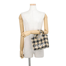 Load image into Gallery viewer, LOEWE font tote Natural/BlackALF1V46X10 Raffia Leather Size Mini
