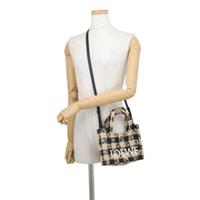 Load image into Gallery viewer, LOEWE font tote Natural/BlackALF1V46X10 Raffia Leather Size Mini
