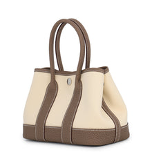 将图像加载到图库查看器中，HERMES Neo Garden Vanilla/Etoupe Toile Officier Negonda Leather Size 23
