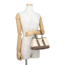 将图像加载到图库查看器中，HERMES Neo Garden Vanilla/Etoupe Toile Officier Negonda Leather Size 23
