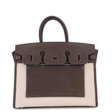 将图像加载到图库查看器中，HERMES Birkin Alan Vert Ebene/Ecru Barenia Leather Toile H Size 35
