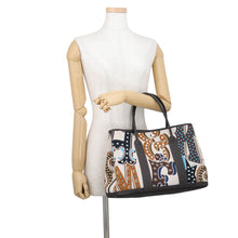 Load image into Gallery viewer, HERMES Garden Party Electric Caramel/Ecru/Beige/Ebene Toile H Negonda Leather Size PM
