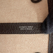 Load image into Gallery viewer, HERMES Garden Party Electric Caramel/Ecru/Beige/Ebene Toile H Negonda Leather Size PM
