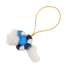 Load image into Gallery viewer, HERMES Buddy A La Mer Bag Charm Blue Hydra/Jaune de Naples Mouton Lambskin
