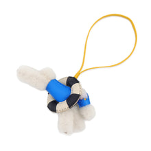 Load image into Gallery viewer, HERMES Buddy A La Mer Bag Charm Blue Hydra/Jaune de Naples Mouton Lambskin
