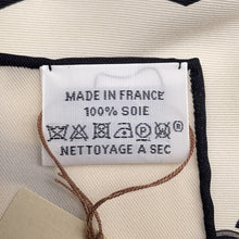 将图像加载到图库查看器中，HERMES Carre (saddle maker's sign) Size 70 Ivoire/Black/Grey Argent Silk100%
