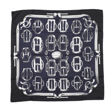 将图像加载到图库查看器中，HERMES Carre H Attrage buckle Size 100 Marine/Black/White Cashmere70% 30%
