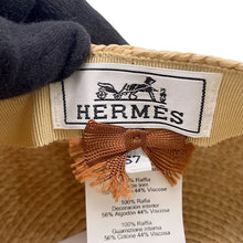 将图像加载到图库查看器中，HERMES Garate Cap Size 57 Beige Raffia100%
