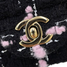 将图像加载到图库查看器中，CHANEL Matelasse Single Flap Chain Shoulder Bag Black/PinkA69900-B21633-U2618 Tweed Size 20
