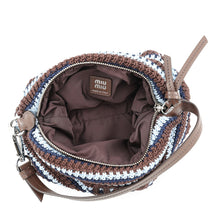 将图像加载到图库查看器中，MIUMIU Spirit Crochet Pouch Celeste Blue/Cocoa Brown5NE841_2IH7_F04H6 Cotton
