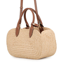 Load image into Gallery viewer, MIUMIU Raffia Handbag Beige/CognacBrown5BA312_2IHX_F0A5T_V_OOO Leather Raffia
