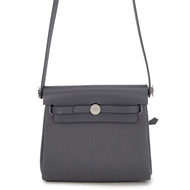 HERMES Herbag zip Ardoise Toile Military Vache Hunter Leather Size Mini