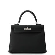 HERMES Kelly Sellier Black Epsom Size 25