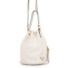 将图像加载到图库查看器中，PRADA Duet Bucket Bag White1BH038 Leather
