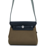 HERMES Herbag zip Vert Olive/Khaki Vache Hunter Leather Toile Military Size Mini