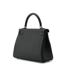 将图像加载到图库查看器中，HERMES Kelly Retourne Black Swift Leather Size 25

