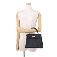 将图像加载到图库查看器中，HERMES Kelly Retourne Black Swift Leather Size 25

