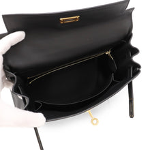 将图像加载到图库查看器中，HERMES Kelly Retourne Black Swift Leather Size 25
