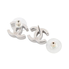 Load image into Gallery viewer, CHANEL CC Logo Rhinestone Earrings SilverABE835 Metal strass
