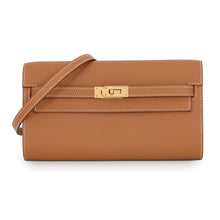 Load image into Gallery viewer, HERMES Kelly wallet long to go Gold Epsom
