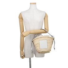 将图像加载到图库查看器中，LOEWE Drawstring bucket bag Natural/WhiteA223222X01 2163 Palm Leaf Leather Size Mini
