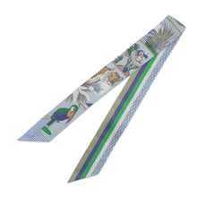 将图像加载到图库查看器中，HERMES Twilly Grand Theater Nouveau Blue Gacier/Green/White Silk100%
