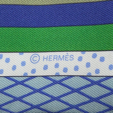 将图像加载到图库查看器中，HERMES Twilly Grand Theater Nouveau Blue Gacier/Green/White Silk100%

