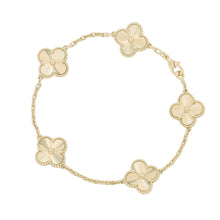 将图像加载到图库查看器中，Van Cleef &amp; Arpels Vintage Alhambra 5-Motif Guilloché BraceletVCARP3JK00 18K Yellow Gold
