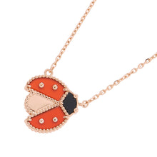 将图像加载到图库查看器中，Van Cleef &amp; Arpels Lucky Spring Pendant Open Wing Ladybug Onyx/CarnelianVCARP9X000 18K Pink Gold
