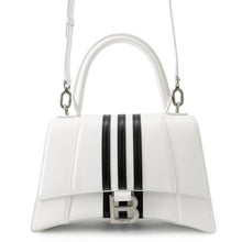 将图像加载到图库查看器中，BALENCIAGA Adidas Collaboration Hourglass 2-Way Handbag White/Black593546 Leather Size Small
