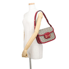 将图像加载到图库查看器中，GUCCI Horsebit 1955 Medium Shoulder Bag Beige/Red602204 GG Supreme
