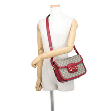 将图像加载到图库查看器中，GUCCI Horsebit 1955 Medium Shoulder Bag Beige/Red602204 GG Supreme
