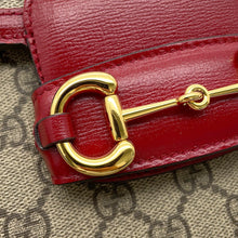将图像加载到图库查看器中，GUCCI Horsebit 1955 Medium Shoulder Bag Beige/Red602204 GG Supreme
