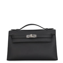 将图像加载到图库查看器中，HERMES PochetteKelly Black Swift Leather
