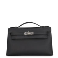 HERMES PochetteKelly Black Swift Leather