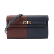 将图像加载到图库查看器中，HERMES Kelly Wallet Long To Go Casaque Blue Indigo/Rouge Sellier/Rose Texas Epsom
