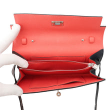 将图像加载到图库查看器中，HERMES Kelly Wallet Long To Go Casaque Blue Indigo/Rouge Sellier/Rose Texas Epsom

