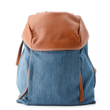 Load image into Gallery viewer, LOEWE TBackpack Small Blue/Tan316.28.P32 Denim Leather Size Small

