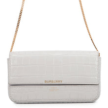 Load image into Gallery viewer, BURBERRY Chain wallet Light Gray Embossed Leather
