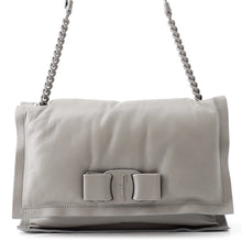 Load image into Gallery viewer, Ferragamo Viva Bow Chain Shoulder Bag Gray211287 Calf Leather
