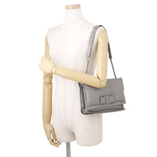Load image into Gallery viewer, Ferragamo Viva Bow Chain Shoulder Bag Gray211287 Calf Leather
