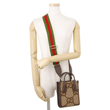 将图像加载到图库查看器中，GUCCI Jumbo GG Mini 2WAY Bag Brown/Beige699406 Canvas Leather
