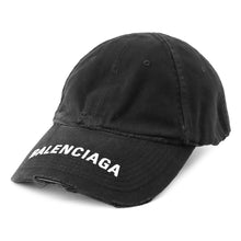 Load image into Gallery viewer, BALENCIAGA Distressed baseball cap Size L Black745132 Cotton100%
